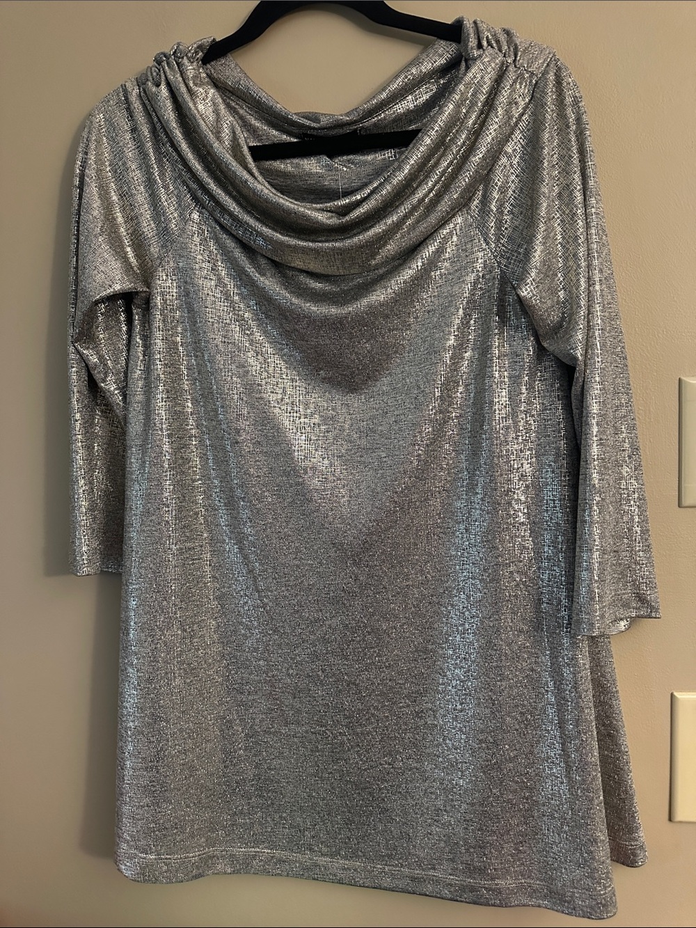 Nally & Millie Silver Metallic Cowl Tunic